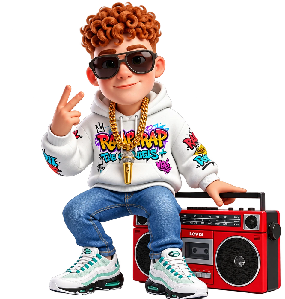 Mini rapper con boombox rosso